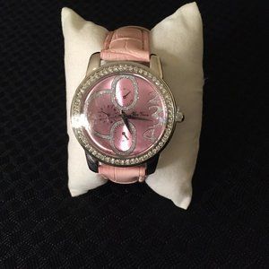 Vice Versa Crystal Watch - Pink Leather Band - New